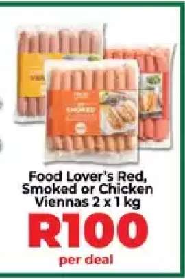 Food Lover’s Red, Smoked or Chicken Viennas 2 x 1 kg