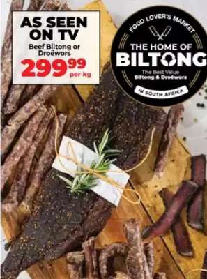 Beef Biltong or Droëwors