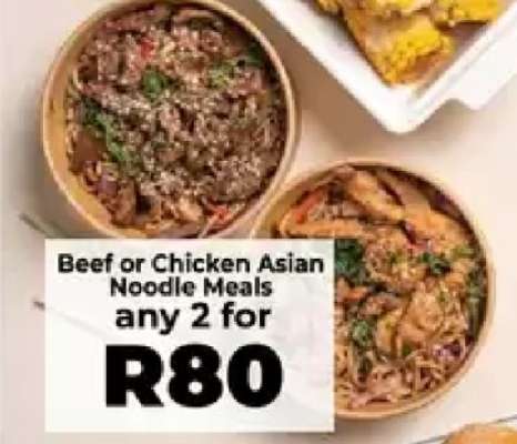 Beef or Chicken Asian Noodle Meals