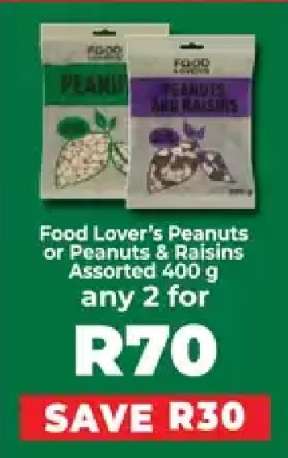 Food Lover’s Peanuts or Peanuts & Raisins