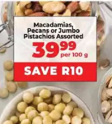 Macadamias, Pecans or Jumbo Pistachios Assorted