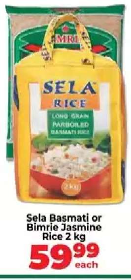 Sela Basmati or Bimrie Jasmine Rice 2 kg
