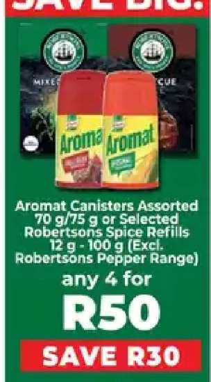 Aromat Canisters Assorted or Selected Robertsons Spice Refills