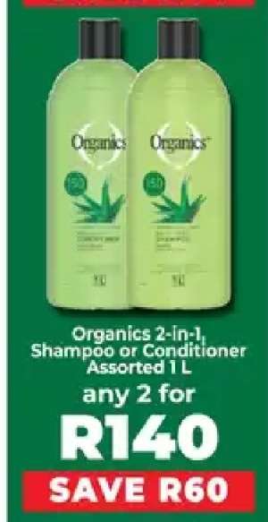 Organics 2-in-1, Shampoo or Conditioner Assorted 1 L
