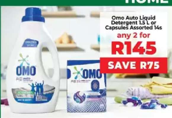 Omo Auto Liquid Detergent 1.5 L or Capsules Assorted 14s