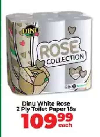 Dinu White Rose 2 Ply Toilet Paper 18s