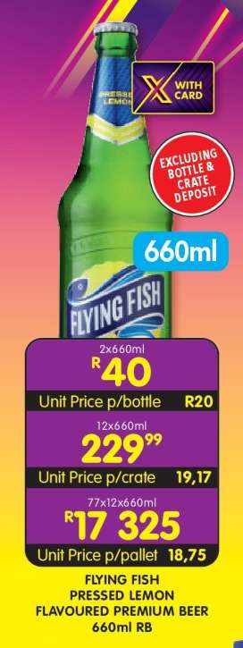 FLYING FISH PRESSED LEMON FLAVOURED PREMIUM BEER 660ml RB