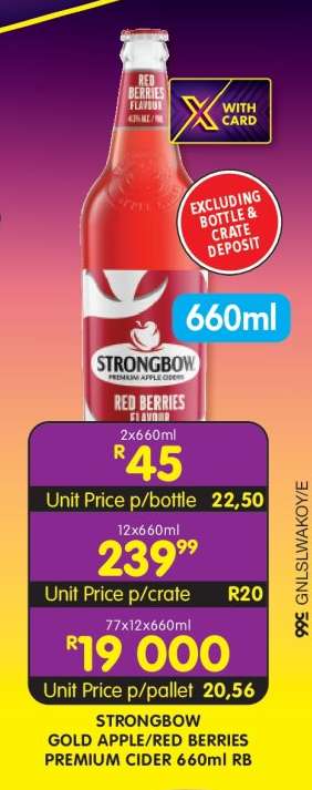 STRONGBOW GOLD APPLE/RED BERRIES PREMIUM CIDER 660ml RB