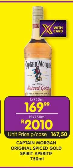 CAPTAIN MORGAN ORIGINAL SPICED GOLD SPIRIT APERITIF 750ml