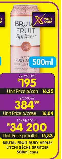 BRUTAL FRUIT RUBY APPLE/ LITCHI SÈCHE SPRITZER 500ml cans