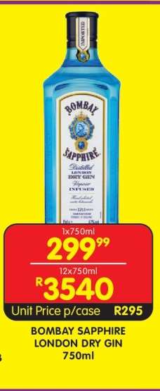 BOMBAY SAPPHIRE LONDON DRY GIN 750ml