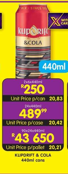KLIPDRIFT & COLA 440ml cans