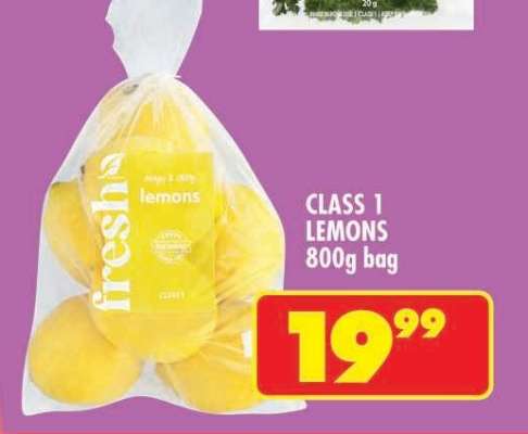 CLASS 1 LEMONS 800g bag