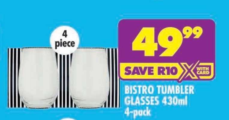 BISTRO TUMBLER GLASSES 430ml 4-pack