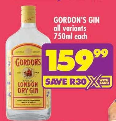 GORDON'S GIN all variants 750ml each