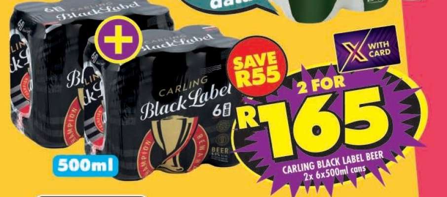 CARLING BLACK LABEL BEER 2x 6x500ml cans