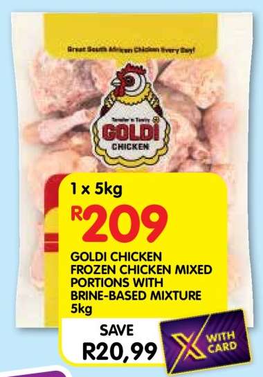 GOLDI CHICKEN FROZEN CHICKEN MIXED PORTIONS WITH BRINE-BASED MIXTURE 5kg