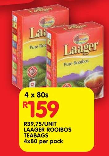 LAAGER ROOIBOS TEABAGS 4x80 per pack