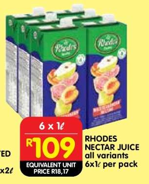 RHODES NECTAR JUICE all variants 6x1ℓ per pack