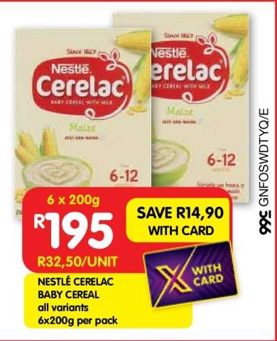 NESTLÉ CERELAC BABY CEREAL all variants 6x200g per pack