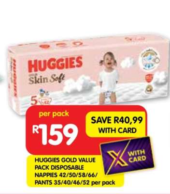 HUGGIES GOLD VALUE PACK DISPOSABLE NAPPIES