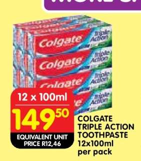 COLGATE TRIPLE ACTION TOOTHPASTE 12x100ml per pack