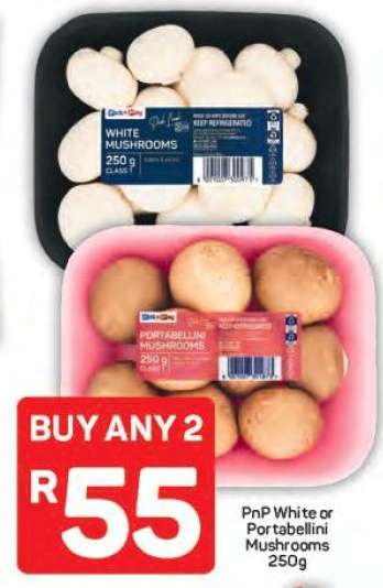 PnP White or Portabellini Mushrooms 250g