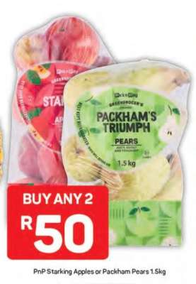 PnP Starking Apples or Packham Pears 1.5kg