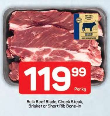 Bulk Beef Blade, Chuck Steak, Brisket or Short Rib Bone-in