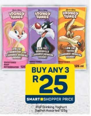 PnP Drinking Yoghurt Sachet Assorted 125g