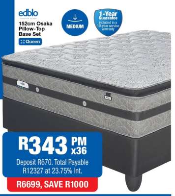 152cm Osaka Pillow-Top Base Set