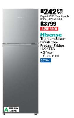 Hisense Titanium Silver-Finish Top-Freezer Fridge H2251TS