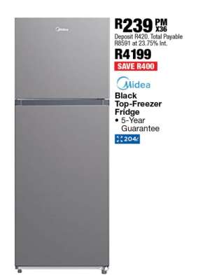 Midea Black Top-Freezer Fridge