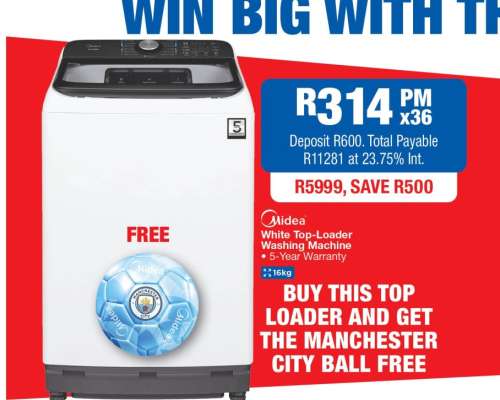 Midea White Top-Loader Washing Machine