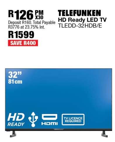 TELEFUNKEN HD Ready LED TV TLEDD-32HDB/E