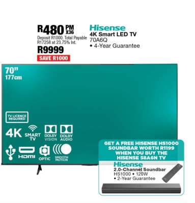 Hisense 4K Smart LED TV 70A6Q