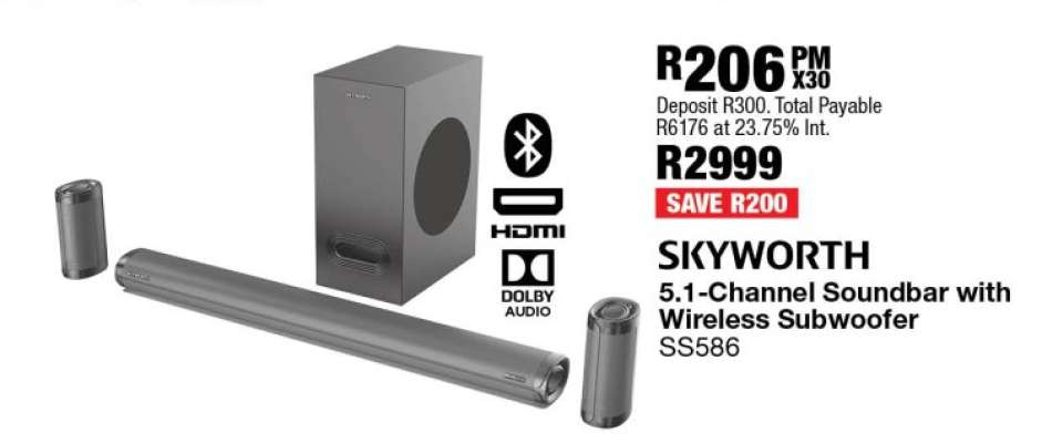 SKYWORTH 5.1-Channel Soundbar with Wireless Subwoofer