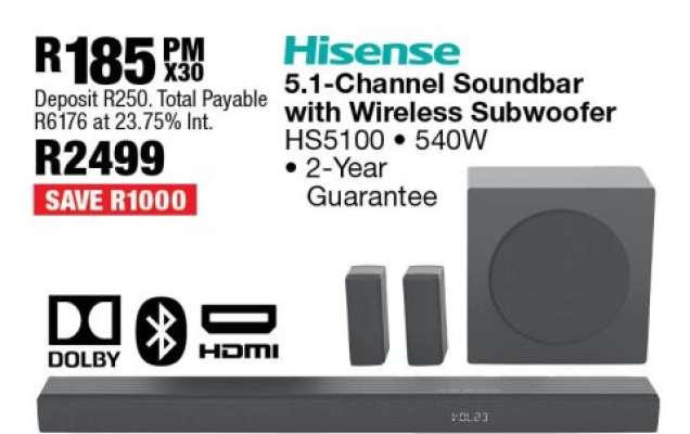 Hisense 5.1-Channel Soundbar with Wireless Subwoofer