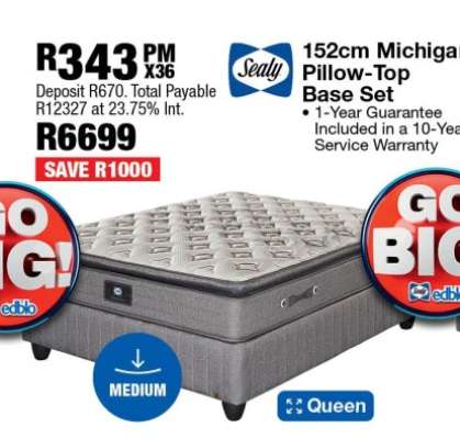 152cm Michigan Pillow-Top Base Set