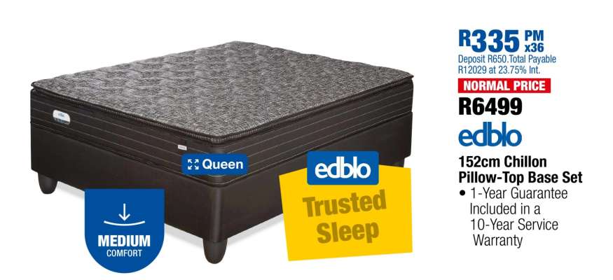 152cm Chillon Pillow-Top Base Set