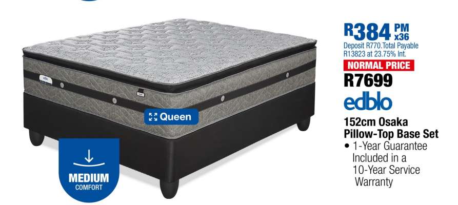 152cm Osaka Pillow-Top Base Set