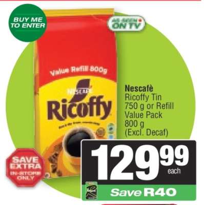 Nescafé Ricoffy Tin or Refill Value Pack