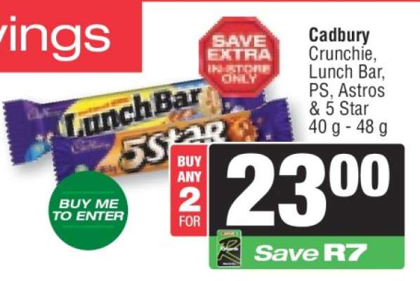 Cadbury Crunchie, Lunch Bar, PS, Astros & 5 Star
