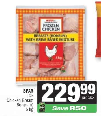 SPAR IQF Chicken Breast Bone-In