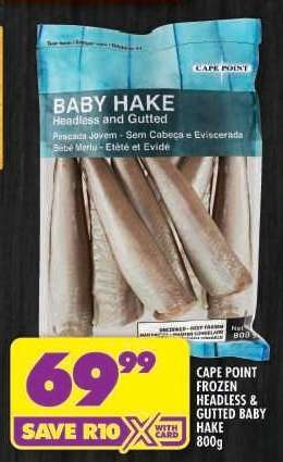 CAPE POINT FROZEN HEADLESS & GUTTED BABY HAKE