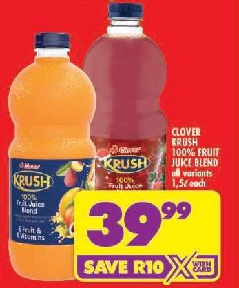 Clover Krush 100 Fruit Juice Blend