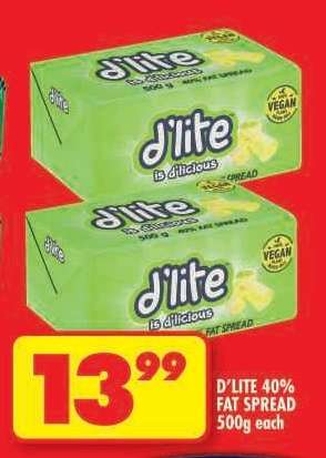 D'LITE 40% FAT SPREAD 500g