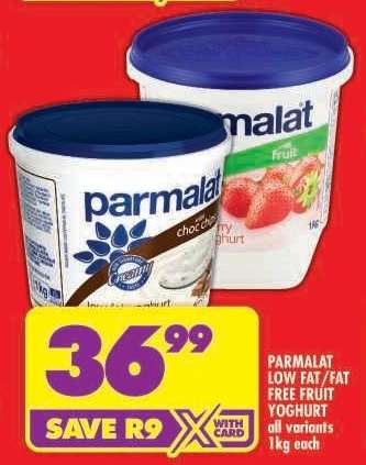 PARMALAT LOW FAT/FAT FREE FRUIT YOGHURT