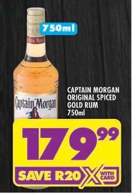 CAPTAIN MORGAN ORIGINAL SPICED GOLD RUM 750ml