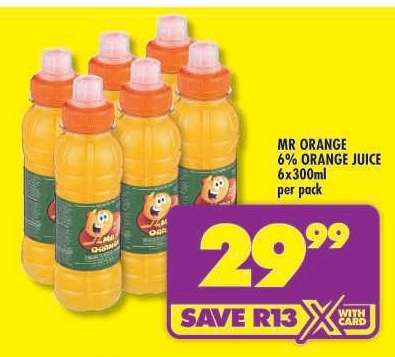 MR ORANGE 6% ORANGE JUICE 6x300ml